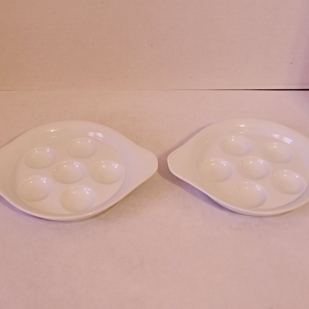 Palate & Plate White Ceramic Round Escargot / Mushroom Serving Dishes Plates